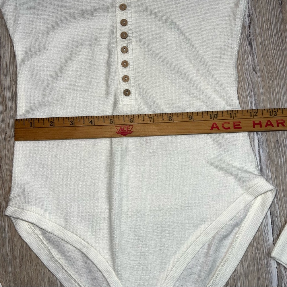 NEW Free People Dylan Thermal Bodysuit Top w/ Thumbhole Ivory Womens Size XS - Picture 10 of 11